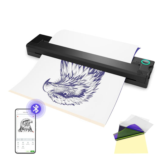 P90 Wireless Tattoo Stencil Printer,Thermal Tattoo Machine with Tattoo Stencil Paper,Portable Tattoo Printer Compatible with Phone,Pad and PC