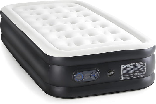 YSSOA Twin Camping Air Mattress with Built-in Electric High-Speed Pump, 18" Bed Height, Blow Up Aerobed Inflatable Airbed with Carrying Bag, Best For Home Guests & Travel, Waterproof Foldable Portable