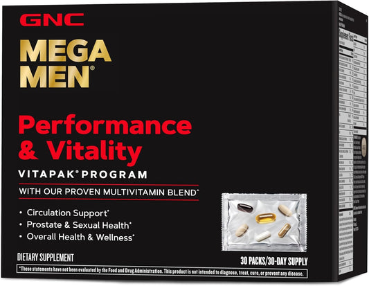 GNC Mega Men Performance & Vitality Vitapak | Overall Health and Wellness | 30 Count