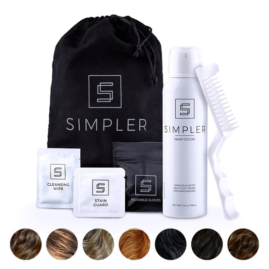 Simpler Hair Color for Men Kit for Full Gray Coverage - Medium Brown Men\u2019s Hair Dye - Easy Hair or Beard Dye for 100% Gray Coverage - Ammonia Free Hair Color, Natural Beard Coloring for Men