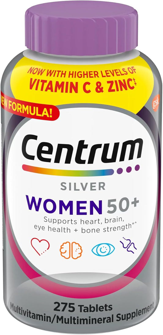 Centrum Silver Women, Multivitamin for Womens 50 Plus Multivitamin Supplement with Vitamin D3, B Vitamins, 275 Tablets per Bottle (Pack of 1)