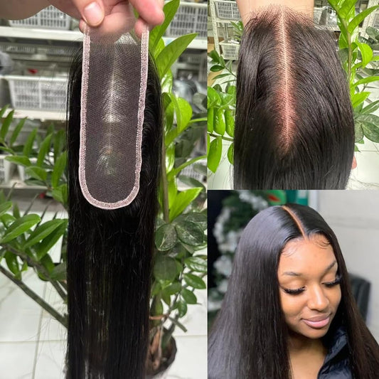 Aorbige 2x6 HD Swiss Lace Melt Skin Lace Closure Long Deep Parting Raw Hair Materials Straight Style Much Fuller with Natural Hair Line Human Hair Natural Black Color (16inch, HD 2x6 lace closure)