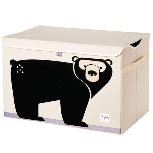 3 Sprouts Large Toy Chest for Kids with Lid and Handles - Collapsible Toy Storage Bin\/Trunk\/Box\/Basket Organizer for Boys & Girls Playroom, Nursery, Bear