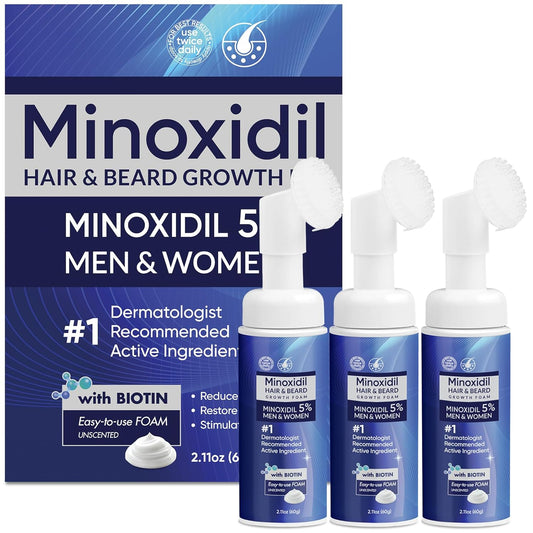 5% Minoxidil Foam for Men & Women - Hair Growth & Beard 60ml x 3PCS