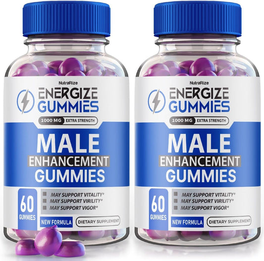 (2 Pack) Energize Gummies - Energize Gummies for Men, Energize Gummies Male, Supplement to Promote Overall Health and Well-Being, Used to Maintain a Healthy and Active Lifestyle (120 Gummies)