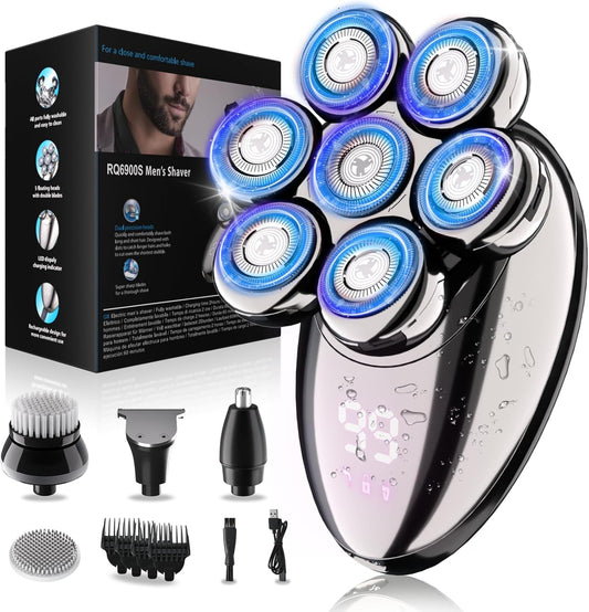 Head Shavers for Bald Men, Electric Razor, IPX8 Waterproof Dry\/Wet Bald Head Shaver with 10000 RPM High-Speed Motor, Rechargeable Head Razor with LED Display, USB-C Cable, Perfect for Home & Travel