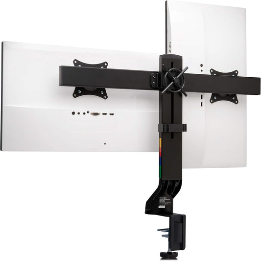 Kensington Dual Monitor Mount for Desk, C-clamp Vesa Monitor Stand Fits 2 Ultrawide Monitors Up to 27 Inches, Low Profile Monitor Stand, Height Adjustable Rotating Free Standing Monitor Arm, Black