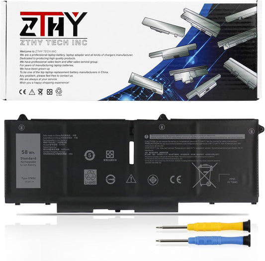 ZTHY 58Wh 07KRV Laptop Battery Replacement for Dell Latitude 5430 5530 Precision 3570 P104F005 P104F006 P137G004 P137G005 P137G006 H4PVC 0H4PVC Y86WG 0Y86WG 08WRCR 078FWY 4FVJG O7KRV 15.2V 4-Cell