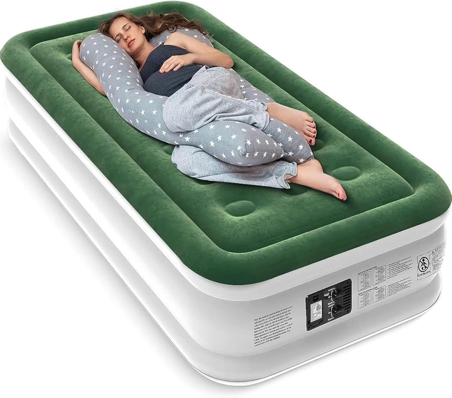 Zearna Air Mattress with Built in Pump - Upgraded Twin Blow Up Mattress, 2 Mins Quick Self Inflatable with Double Air Chamber,18"\/550lbs Max, Strong Support, for Camping,Home,Guests,Portable Travel
