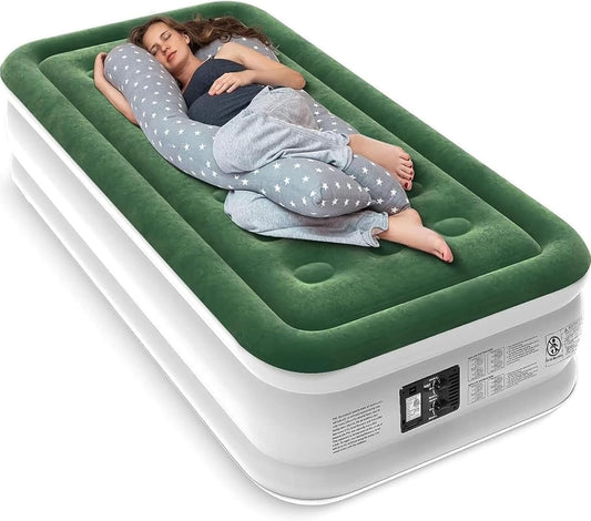 Zearna Air Mattress with Built in Pump - Upgraded Twin Blow Up Mattress, 2 Mins Quick Self Inflatable with Double Air Chamber,18"\/550lbs Max, Strong Support, for Camping,Home,Guests,Portable Travel