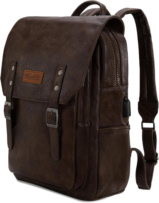 × Wrangler Vegan Leather Backpack Purse Laptop Backpack for Men and Women Unisex Fashion Backpack