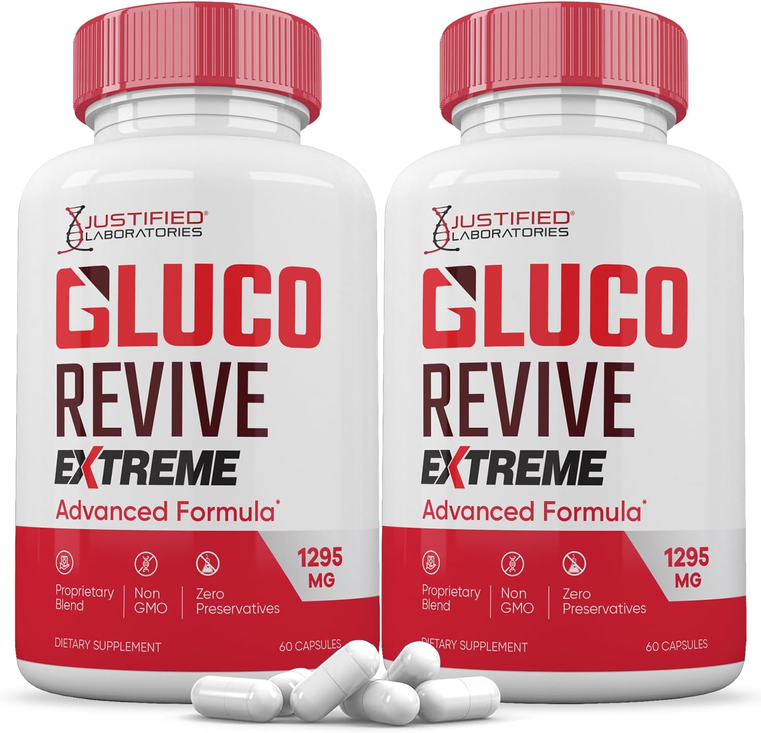 (2 Pack) Gluco Revive Extreme 1295MG Pills Glyco Support Advanced Formula Gluorevive Glycogen Support Formulated with Turmeric Berberine Resveratrol Garlic Bitter Melon Milk Thistle 120 Capsules