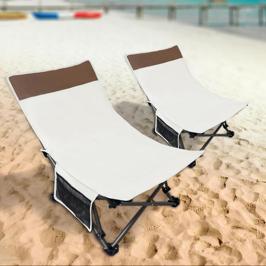 Backpack Beach Chairs 2 Pack with Backrest Adjustment Buckle & Side Pocket,Low Camping Chairs,Folding Lawn Chairs for Adults,Portable Reclining Chairs for Beach,Camping,Travel