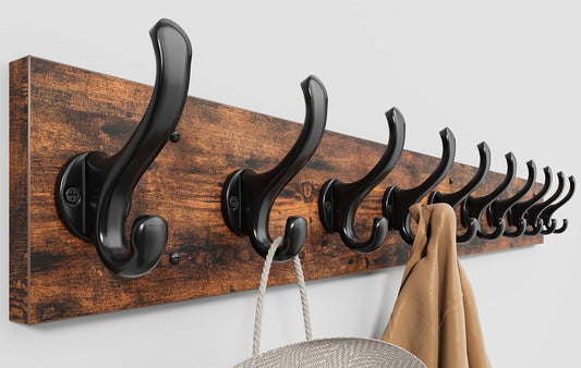 Tatub 38.6" Rustic Coat Rack Wall Mount, Long Coat Hooks for Wall, Entryway Coat Rack with 10 Hooks, Farmhouse Coat Hanger Wall Mount, Heavy Duty Wall Coat Hooks for Hanging Coat, Hat, Bag, Jacket