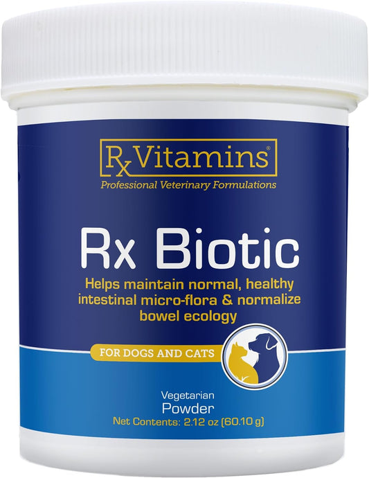 Rx Vitamins Rx Biotic - Probiotic Powder for Dogs and Cats - Cat Digestive Support & Probiotic for Dogs Gut Health - Cat Probiotics for Indoor Cats - Dog Probiotics for Digestive Health - 2.12oz