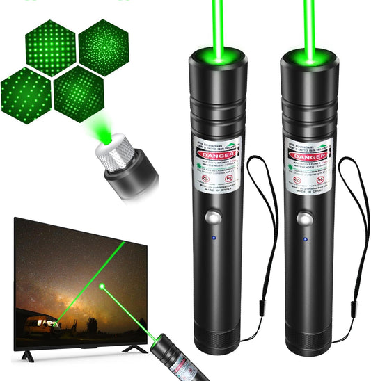 [2 Packs] Rechargeable Green Light Flashlight Long Distance Range for TV/LED/LCD Screens Tactical Flashlights Presentation Office/Outdoors/Astronomic/Construction [001]