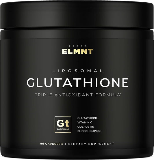 ELMNT 2150mg Super Liposomal Glutathione Supplement w. Vitamin C, Quercetin & Pure L Glutathione 2000mg Triple Action Formula Glutathione Liposomal Supplement w. Phospholipid Layer - 90 Pills, Non-GMO