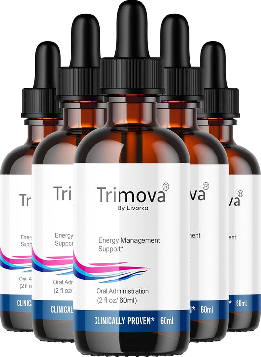 (5 Pack) Trimova Liquid Drops, Trimova Drops, Trimova Liquid, Trimova Drops Advanced Formula, Trimova Drops Vitamin, Trimova Drops Metabolic, Trimova Drops Metabolism 5 Bottles for 150 Days