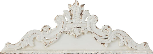 Deco 79 Wood Floral Home Wall Decor Carved Arabesque Wall Sculpture, Wall Art 39" x 3" x 14", White