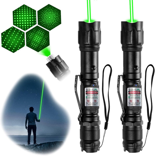 [2 Packs] Rechargeable Professional Green Light Flashlight Long Distance Range for TV/LED/LCD Screens Tactical Flashlights Presentation Office/Outdoors/Astronomic/Construction [003]