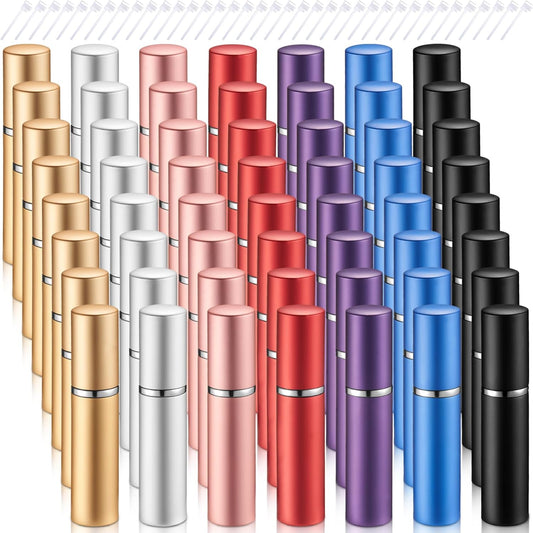 Zonon 56 Pieces Refillable Perfume Atomizer Mini Refillable Spray Perfume Bottle Portable with 56 Pieces Refill Pump Dispenser Pump Transfer Tool for Outgoing(5ml)