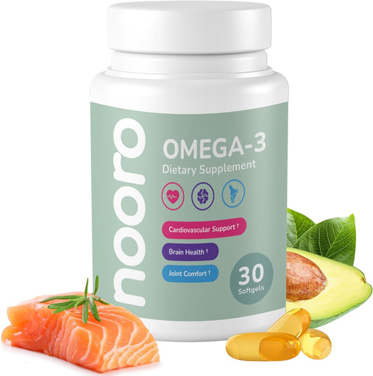 nooro Omega-3 Supplement - Joint Mobility, Cognitive Function, Non-GMO, Made in USA, 30-Day Supply