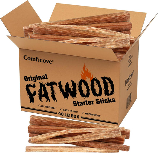 40 lbs. Fire Starter Fatwood Sticks Camping Essentials | Great Fire Logs and Fire Starters for Campfires, Wood Stoves, Bonfires, Fireplaces