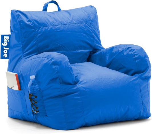 Big Joe Dorm Bean Bag Chair with Drink Holder and Pocket, Sapphire Smartmax, Durable Polyester Nylon Blend, 3 feet