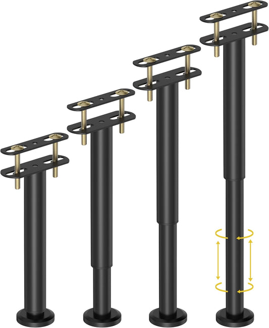 Wlrrcwdttc 4 Pcs Adjustable Height Bed Support Legs 10-17 inch, Bed Frame Center Support Legs for Bed Frame\/Bed Center Slat\/Furniture, Heavy Duty Metal Bed Replacement Legs Bed Slats Support Legs