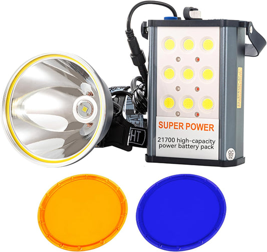 High Power Coon Hunting Lights, Motion Sensor Mining LED Headlamp for Camping, 22000mAh Multiple Colors Super Bright Rechargeable Waterproof Head Spotlight for Hunter Gear