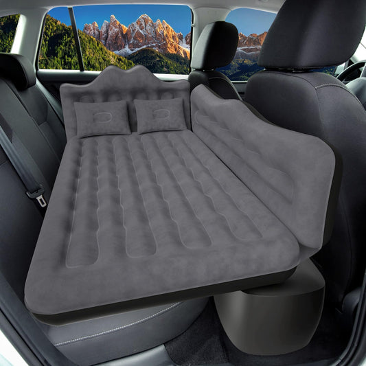 DikaSun Car Air Mattress, Inflatable SUV Truck Air Mattress Back Seat Camping Bed Thickened Car Sleeping Pad for Travel, Car Bed SUV Mattress with Car Air Pump 2 Pillows