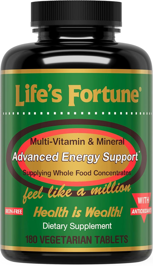 Life's Fortune Multivitamin & Mineral, All Natural Energy Source Supplying Whole Food Concentrates, Antioxidants, Amino Acids, Enzymes, Trace Minerals & More, 180 Tab
