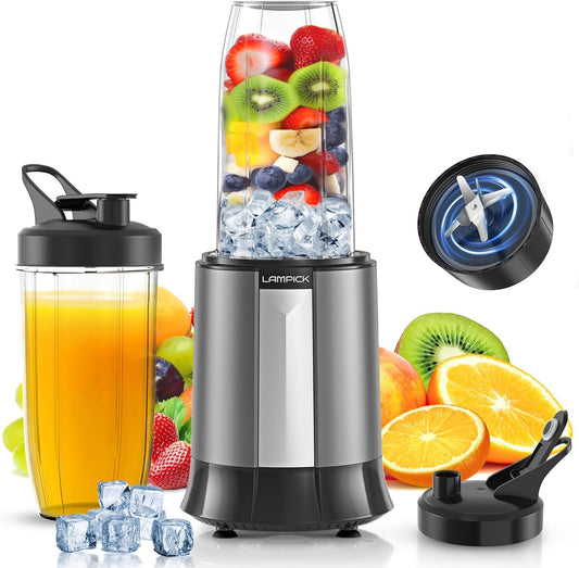 Lampick Smoothie Blender, 1300W Personal Blender for Smoothies, Shakes and Nutrient Extractions with 2pcs BPA-Free 27oz Portable Blender To-Go Bottles