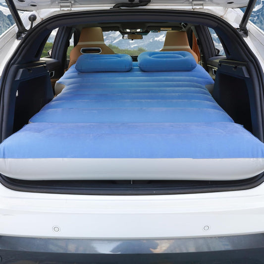 Inflatable Car Air Mattress with Built-in Pump, Adjustable Car Camping Bed Sleeping Pad for Back Seat, Portable Travel with Two Air Pillows