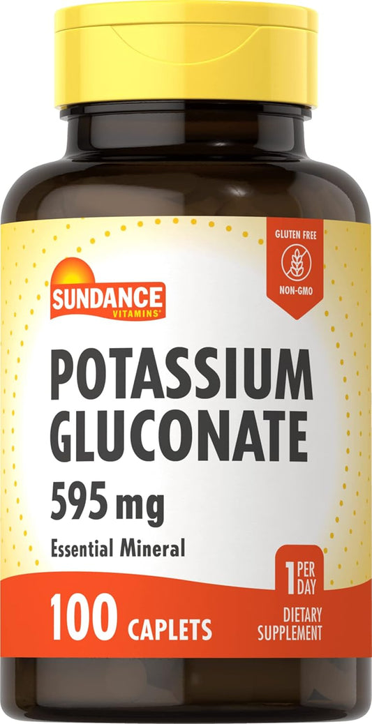 Sundance Vitamins Potassium Gluconate 595 mg 100 Caplets, Pack of 5