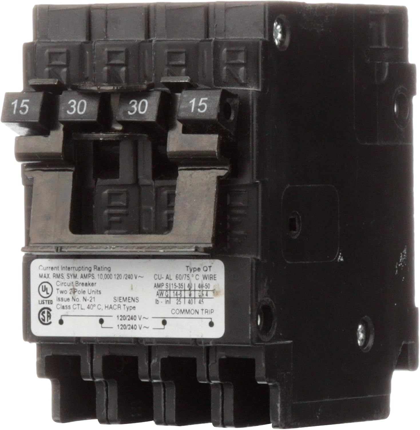 SIEMENS Q21530CT2 15A 240V 4P 10K NEW QUAD