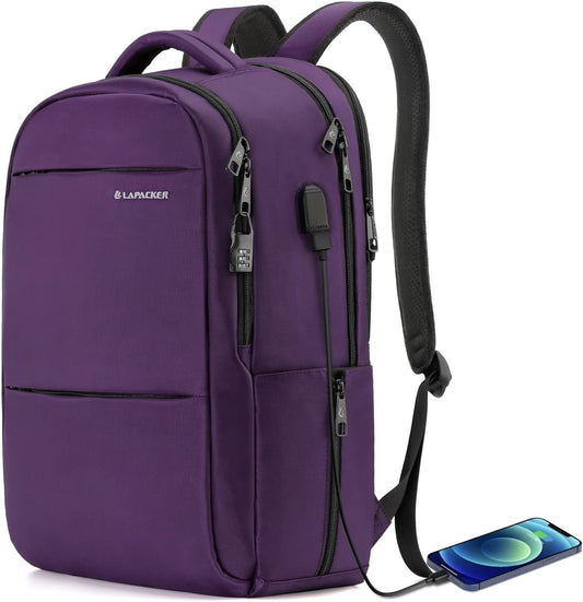 LAPACKER 15.6-17 inch Business Laptop Backpacks for Women Mens, Water Resistant Laptop Travel Bag with USB Charging Port