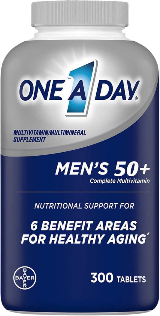 1' Day Mens Multivitamin 50 Plus, Supplement Tablet with Vitamin A, Vitamin C, Vitamin D, Vitamin E and Zinc, B12, Calcium (Men 50+ | 300 Tablets)