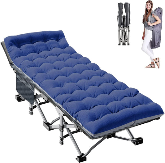 ABORON Folding Camping Cot W\/Mat for Adults, Heavy Duty Outdoor Bed with Carry Bag,1200 D Layer Oxford Travel Camp Cots