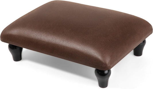 YOYETECO Small Foot Stool Ottoman with Stable Wood Legs Upholstered Footstool Padded Foot Rest Step Stool for High Beds Seat Chair Couch Sofa Patio Bedroom Living Room Office (5.9" H-Brown)