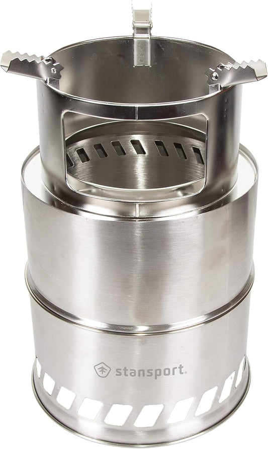 Stainless Steel Wood Burning Stove Extra Large - Portable Camping Backpacking Hiking - Picnic BBQ