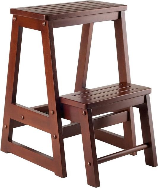 Winsome Beech Wood Double Step Stool, Antique Walnut (94022)