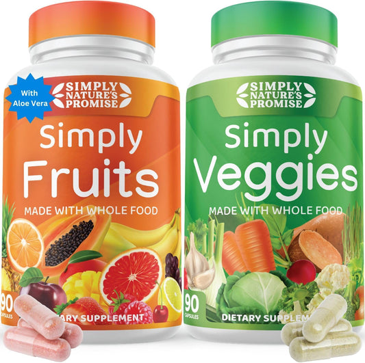 Simply Nature's Promise - Packed with Over 40 Different Fruits & Vegetables - Made with Whole Food Superfoods - with Aloe Vera - 100% Soy Free \u2013 180 Capsules