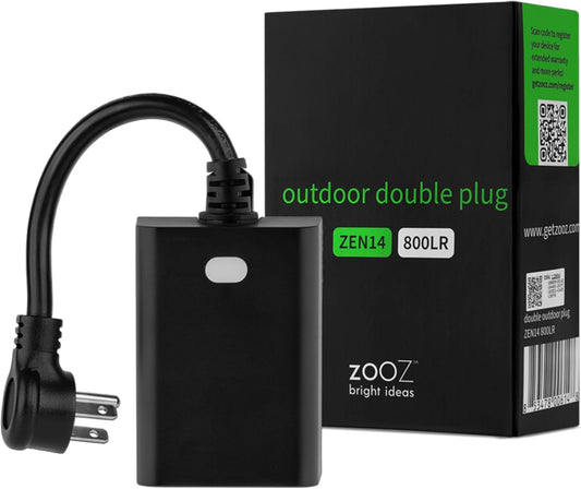 Zooz 800 Series Z-Wave Long Range Outdoor Double Plug ZEN14 | Hub Required | Works with The Z-Box Hub, Home Assistant, and Hubitat