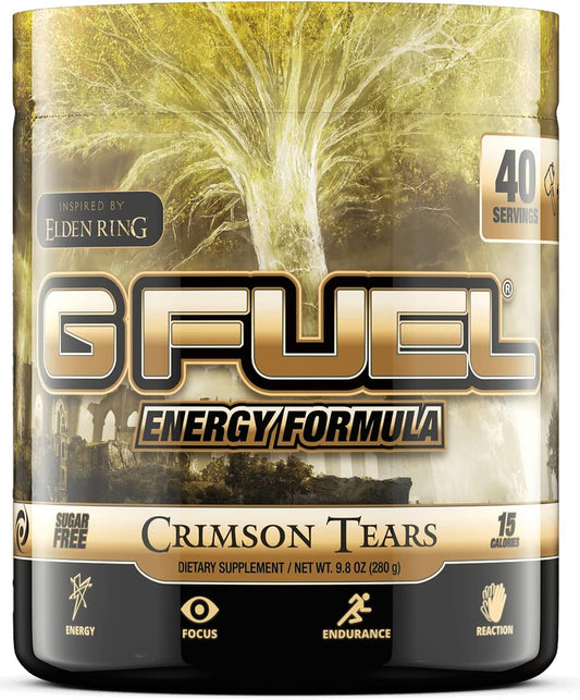 G Fuel Elden Ring Crimson Tears Energy Drink Powder, Pre Workout Caffeine Mix for Gaming, Sugar Free Focus Amino, Vitamin + Antioxidants, 9.9oz (Prickly Pear, 40 Servings)
