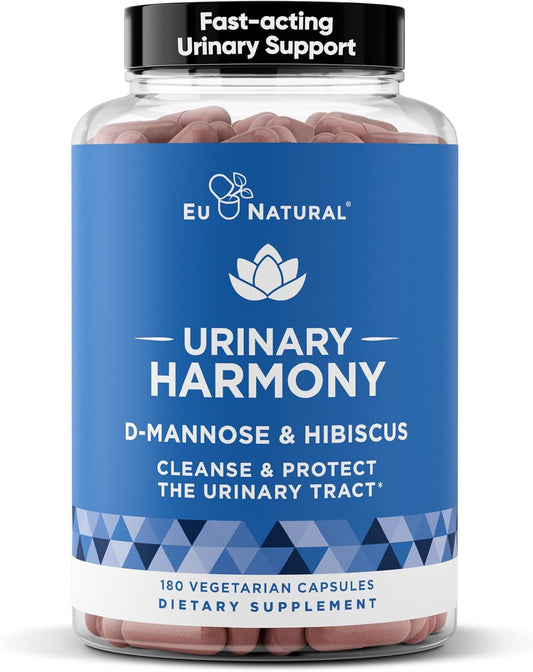 Urinary Harmony D-Mannose Supplement \u2013 Urinary Tract Health for Women \u2013 Cleanses and Flushes the Urinary System \u2013 Potent Clinical Strength Formula with DMannose and Hibiscus \u2013 180 Fast Acting Capsules