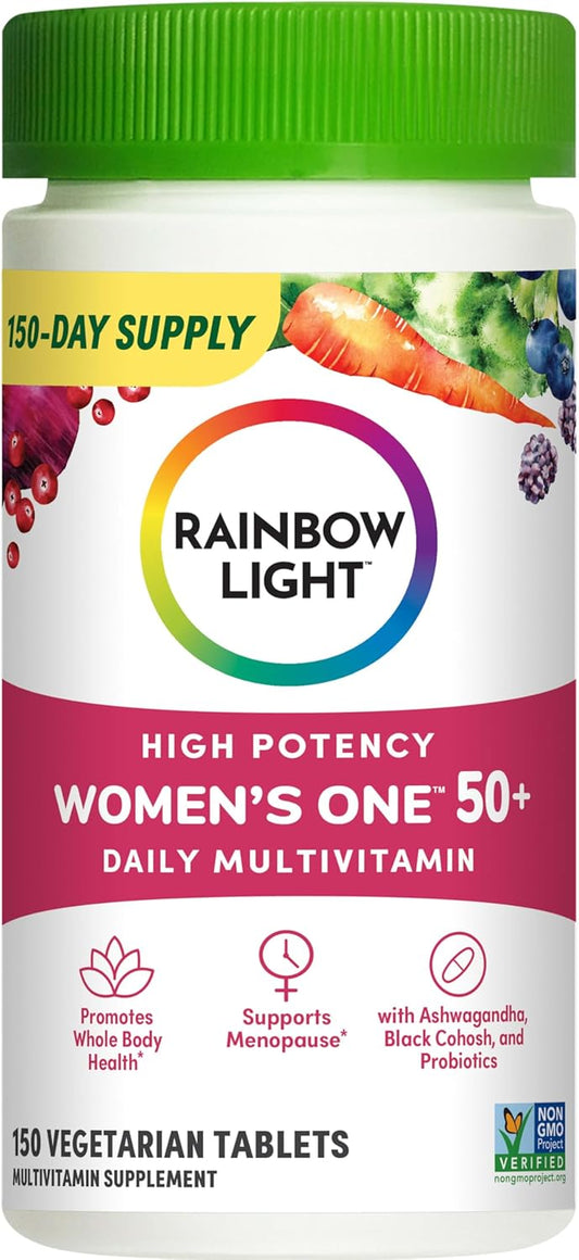 Rainbow Light Multivitamin for Women 50+, Vitamin C, D & Zinc, Probiotics, Women\u2019s One 50+ Multivitamin Provides High Potency Immune Support, Non-GMO, Vegetarian, 150 Tablets