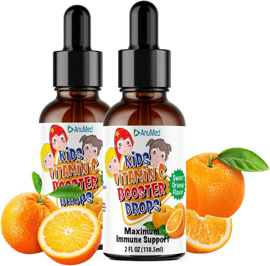 (2-Pack) Anumed Vitamin C Liquid for Kids Great Tasting | Maximum Immune System Booster | Best Essential Nutrients for Children | Teens | High Antioxidants | 100% Organic Ingredients | Non-GMO (2oz)