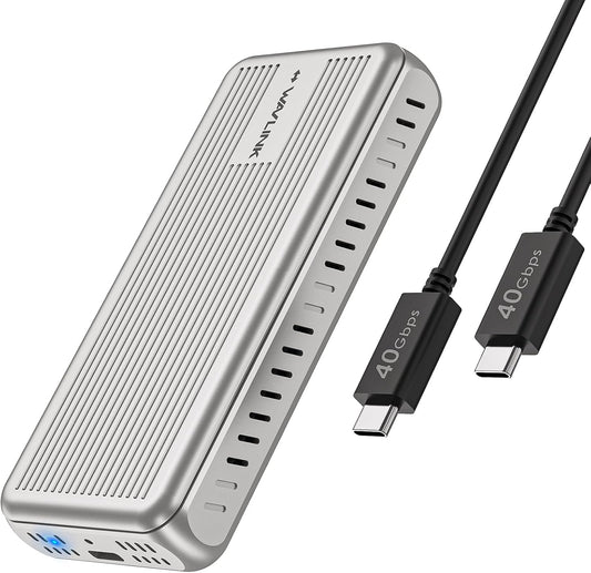 WAVLINK 40Gbps M.2 NVMe SSD Enclosure for MacBook\/Mac Mini (M4\/M3\/M2\/M1), NVMe Enclosure Compatible with TBT4\/TBT3\/USB4\/USB3.2, Supports 2230\/2242\/2260\/2280 B+M\/M-Key PCIe SSD, Tool-Free Installation