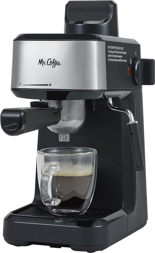 Mr. Coffee 4-Shot Steam Espresso, Cappuccino, and Latte Maker with Stainless Steel Frothing Pitcher